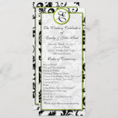 Apple Green Trim Black Damask Wedding Program Programm (Vorne/Hinten)