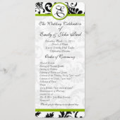 Apple Green Trim Black Damask Wedding Program Programm (Vorderseite)