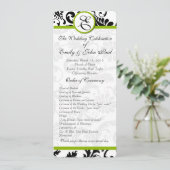 Apple Green Trim Black Damask Wedding Program Programm (Stehend Vorderseite)