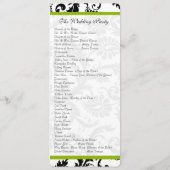 Apple Green Trim Black Damask Wedding Program Programm (Rückseite)