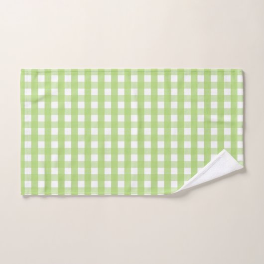 Apple Green und White Gingham Karo Badhandtuch Set (Handtuch)