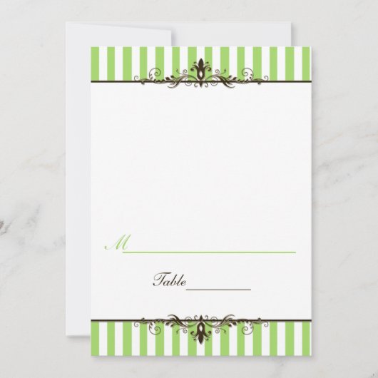 Apple Green und White Stripe Zent Stil Platzkarte (Vorderseite)