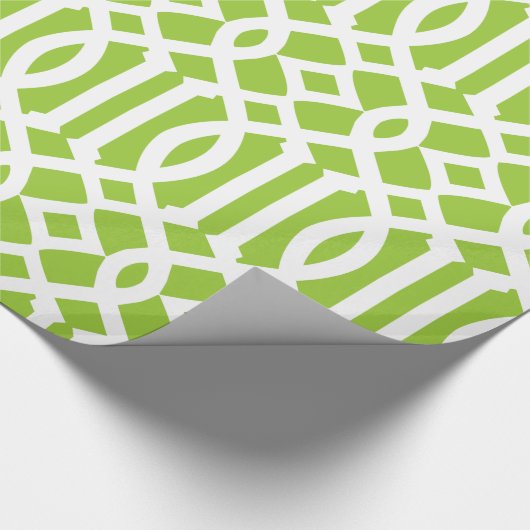 Apple Green und White Trellis Muster Geschenkpapier (Ecke)