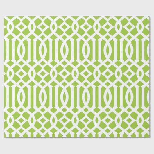 Apple Green und White Trellis Muster Geschenkpapier (Flach)