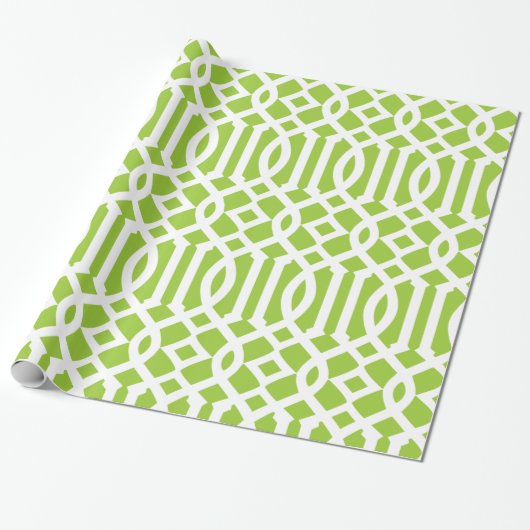 Apple Green und White Trellis Muster Geschenkpapier (Ungerollt)