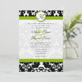 Apple Green Viktorianisch Damask Einladung (Stehend Vorderseite)