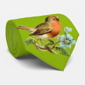 Apple Green Vintag Bird Wedding Krawatte (Gerollt)
