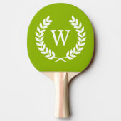 Apple Green Wheat Laurel Wreath Initial Monogram Tischtennis Schläger (Rückseite)