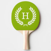 Apple Green Wheat Laurel Wreath Initial Monogram Tischtennis Schläger (Vorderseite)