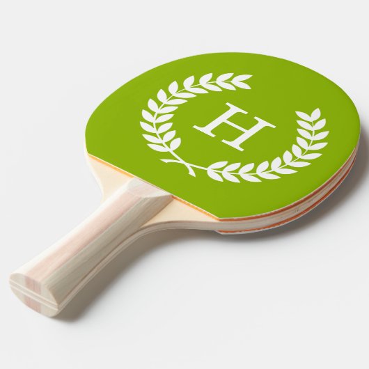 Apple Green Wheat Laurel Wreath Initial Monogram Tischtennis Schläger (Vorderseite)