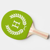 Apple Green Wheat Laurel Wreath Initial Monogram Tischtennis Schläger (Seitenansicht)