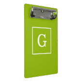 Apple Green White Gerahmt Initial Monogram Mini Klemmbrett (Schrägansicht)