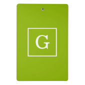Apple Green White Gerahmt Initial Monogram Mini Klemmbrett (Rückseite)