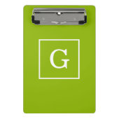 Apple Green White Gerahmt Initial Monogram Mini Klemmbrett (Vorderseite)