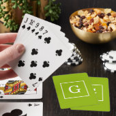 Apple Green White Gerahmt Initial Monogram Spielkarten (In Situ)