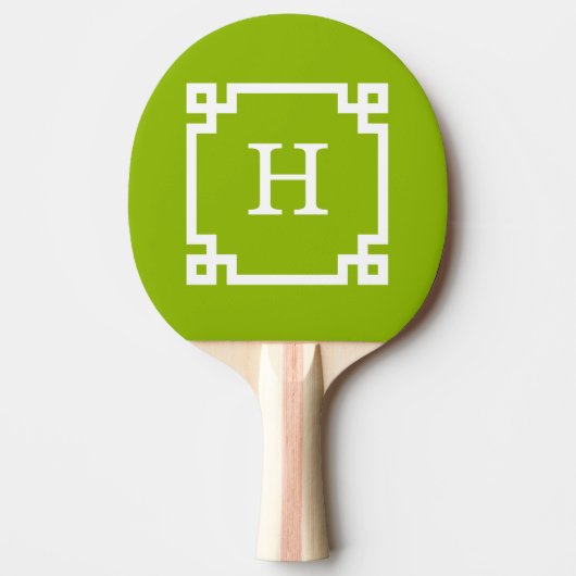 Apple Green White Greece Key #2 Gerahmt Monogram Tischtennis Schläger (Vorderseite)