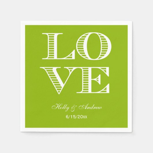 Apple Green, White LIEBE Napkins Serviette (Vorderseite)