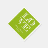 Apple Green, White LIEBE Napkins Serviette (Ecke)