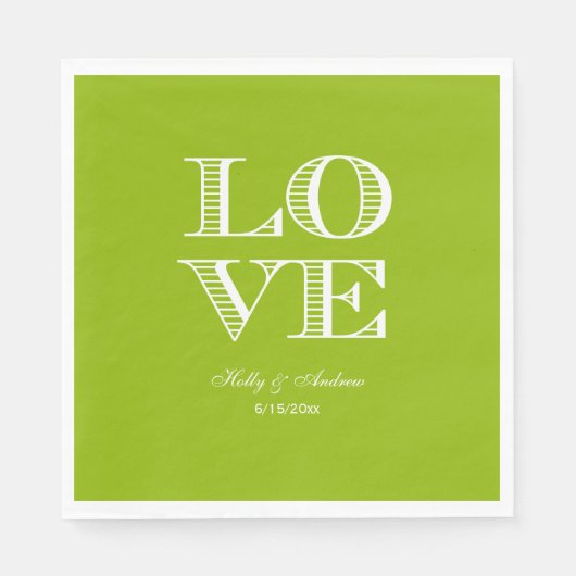 Apple Green, White LIEBE Napkins Serviette (Vorderseite)