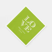 Apple Green, White LIEBE Napkins Serviette (Ecke)
