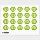 Apple Green White Vine Script Monogram DIY BG Runder Aufkleber (Blatt)
