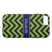 Apple Grn Navy LG Zickzack Navy Blue Name Monogram Case-Mate iPhone Hülle (Rückseite (Horizontal))