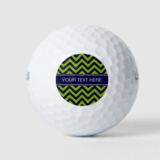 Apple Grn Navy LG Zickzack Navy Blue Name Monogram Golfball (Vorderseite)