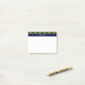 Apple Grn Navy LG Zickzack Navy Blue Name Monogram Post-it Klebezettel (Auf Schreibtisch)
