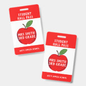 Apple Hall Pass für Lehrer oder Badpass Ausweis (Vorder- & Rückseite)