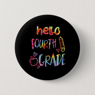 Apple Hallo 4. Klasse 4 Erster Tag der Schule T Button