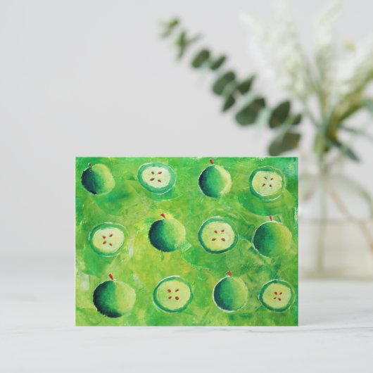 Apple Halves Malerei Postkarte (Stehend Vorderseite)