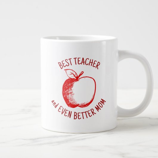 Apple Hand Drawn | Beste Mama für Lehrer Jumbo-Tasse (Rechts)