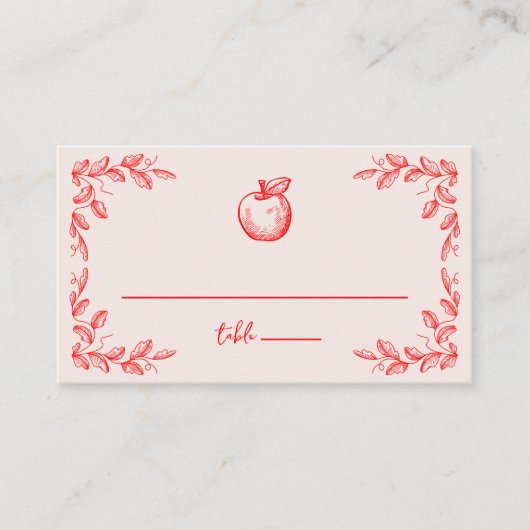 Apple Hand Drawn Fall Herbst Babydusche Platzkarte (Vorderseite)
