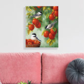 Apple Harvest Chickadees 30"x20" Leinwanddruck (Insitu (Wohnzimmer))