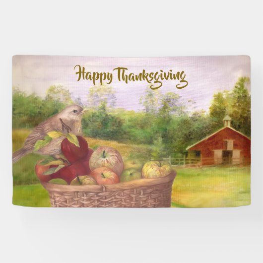 Apple Harvest Happy Thanksgiving Custom Banner (Horizontal)