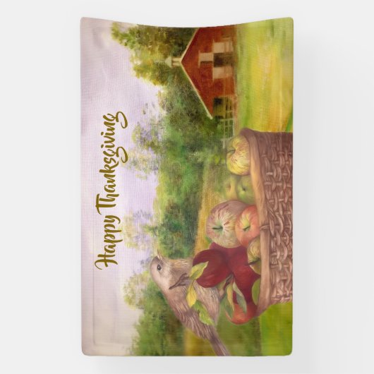 Apple Harvest Happy Thanksgiving Custom Banner (Vertikal)