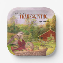 Apple Harvest Happy Thanksgiving Pappteller