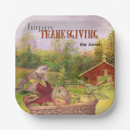 Apple Harvest Happy Thanksgiving Pappteller (Vorderseite)