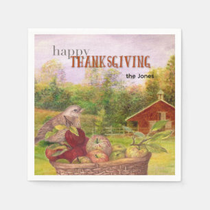 Apple Harvest Happy Thanksgiving Serviette