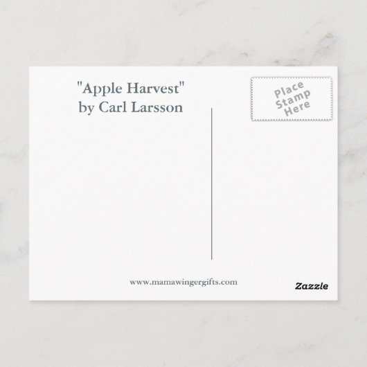 Apple Harvest von Carl Larsson Postkarte (Rückseite)