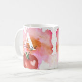 Apple Heart Monogram Name Red Pink Kaffeetasse (Vorderseite Links)