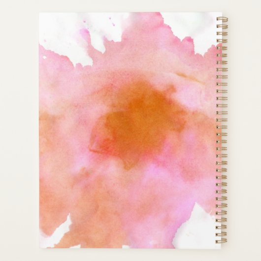 Apple Heart Monogram Name Red Pink Planer (Rückseite)