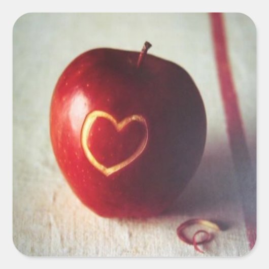 Apple Heart Quadratischer Aufkleber (Vorderseite)
