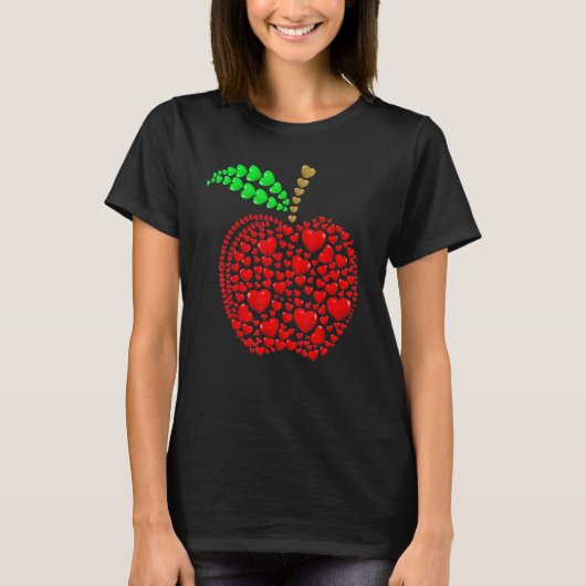 Apple Hearts Background Valentine's Day Teacher St T-Shirt (Vorderseite)