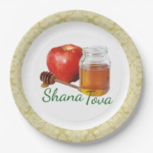 Apple Honey Brocade Rosh Hashanah Papierplatte