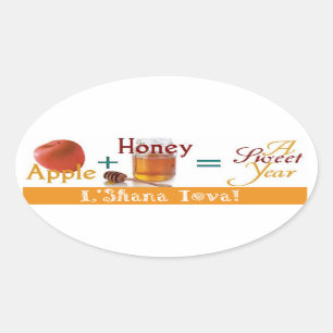 Apple-Honig-Bonbon-Jahr Ovaler Aufkleber