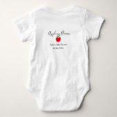 Apple in bloom baby shower red apple name date baby strampler (Rückseite)