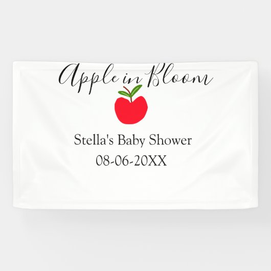 Apple in bloom baby shower red apple name date  banner (Horizontal)
