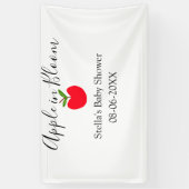 Apple in bloom baby shower red apple name date  banner (Vertikal)