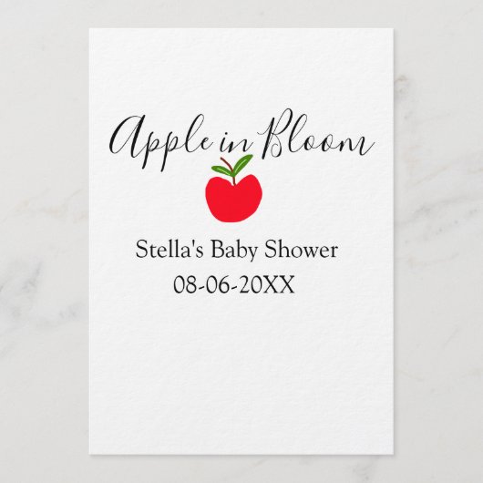 Apple in bloom baby shower red apple name date einladung (Vorderseite)